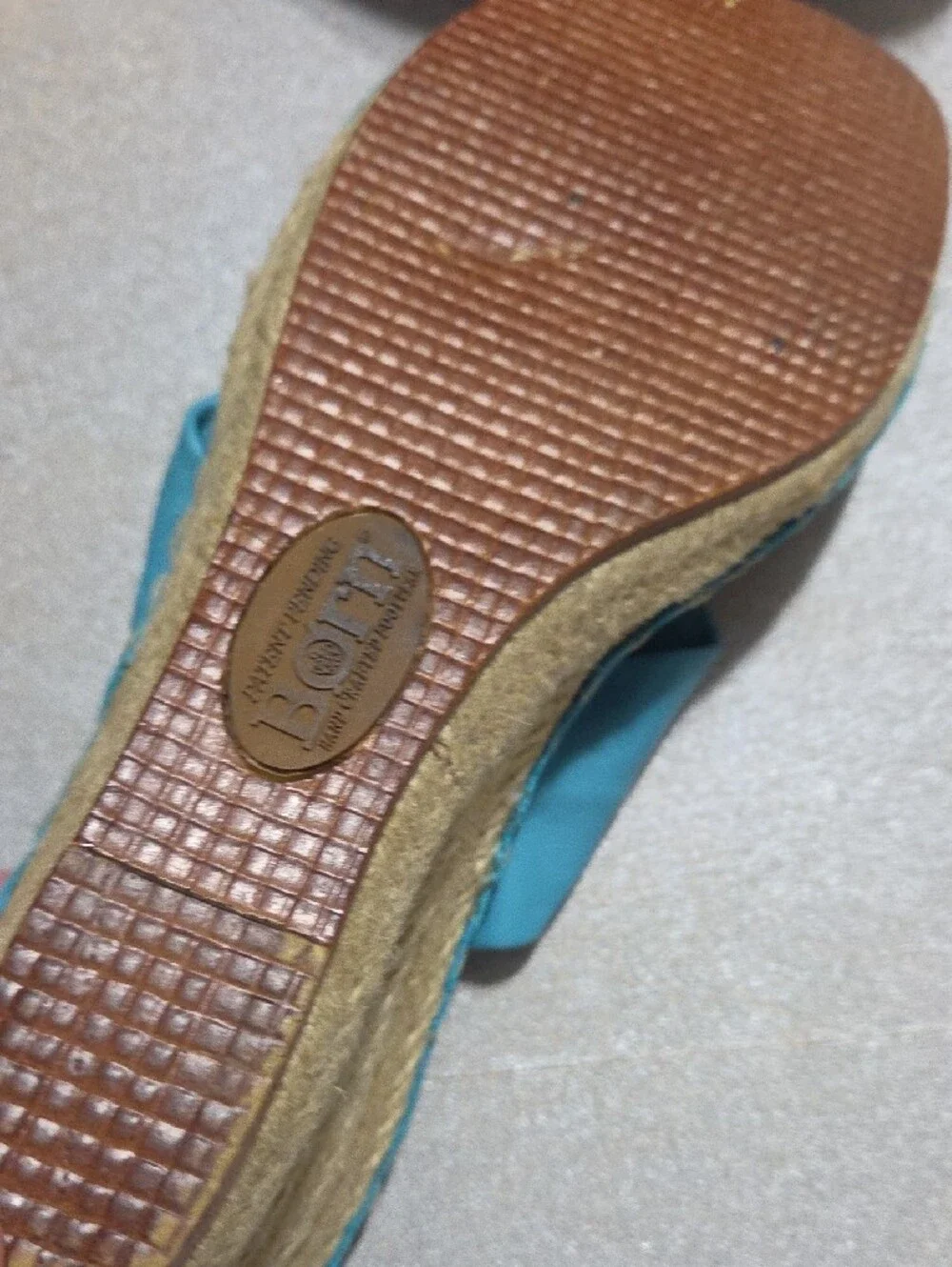 Born Turquoise Knotted Leather Wedge Sandals